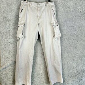 Indigo Palms Baggy Cargo‎ Pants Khaki Beige Size 34x32 Vacation Work Wear